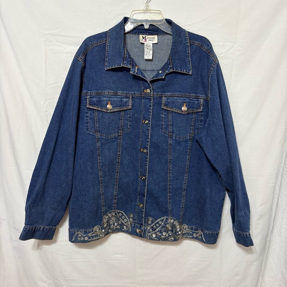 Jackets & Blazers - Maggie Sweet embroidered beads and sequin denim jacket